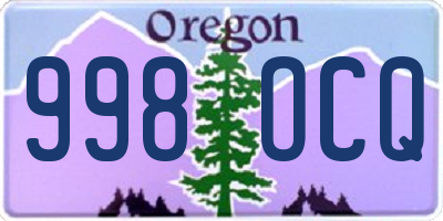 OR license plate 998OCQ