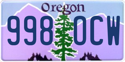OR license plate 998OCW