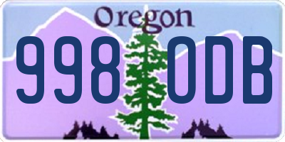 OR license plate 998ODB