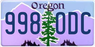 OR license plate 998ODC