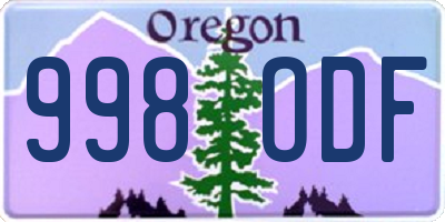 OR license plate 998ODF