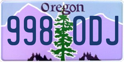 OR license plate 998ODJ