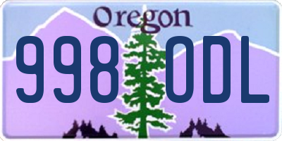 OR license plate 998ODL