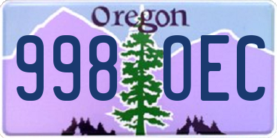 OR license plate 998OEC