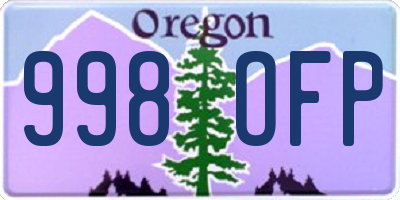 OR license plate 998OFP