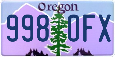 OR license plate 998OFX