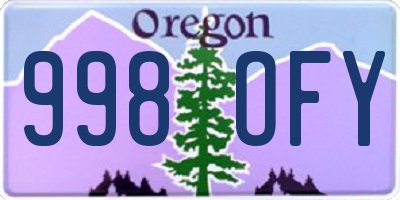 OR license plate 998OFY