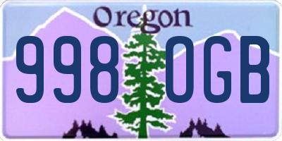 OR license plate 998OGB