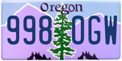 OR license plate 998OGW