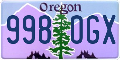 OR license plate 998OGX