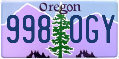 OR license plate 998OGY
