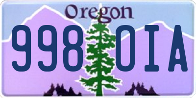 OR license plate 998OIA
