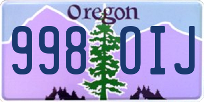 OR license plate 998OIJ
