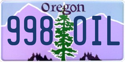 OR license plate 998OIL