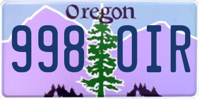 OR license plate 998OIR