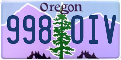 OR license plate 998OIV