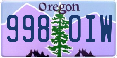 OR license plate 998OIW