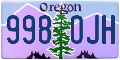 OR license plate 998OJH