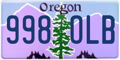 OR license plate 998OLB