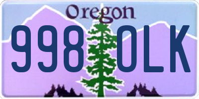 OR license plate 998OLK