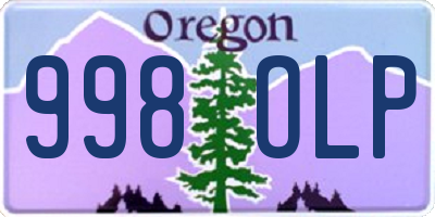 OR license plate 998OLP