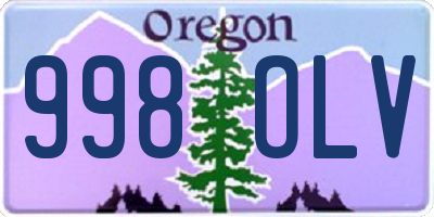 OR license plate 998OLV