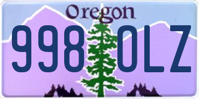 OR license plate 998OLZ