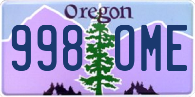 OR license plate 998OME
