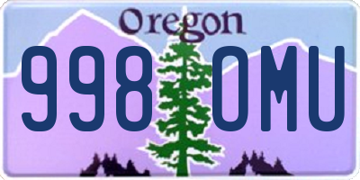 OR license plate 998OMU