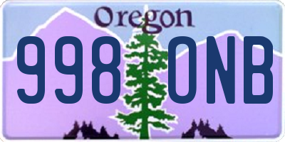 OR license plate 998ONB