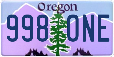 OR license plate 998ONE