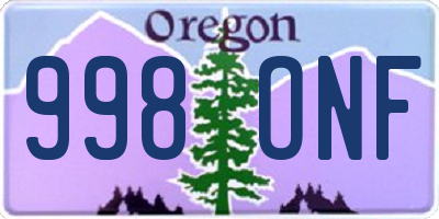 OR license plate 998ONF