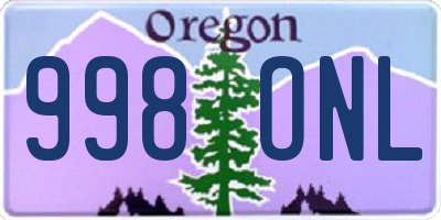 OR license plate 998ONL