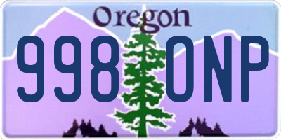 OR license plate 998ONP