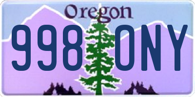 OR license plate 998ONY