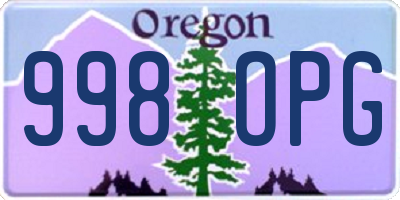 OR license plate 998OPG