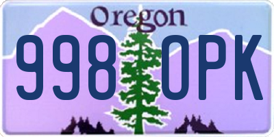 OR license plate 998OPK