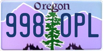 OR license plate 998OPL