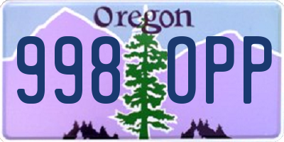 OR license plate 998OPP