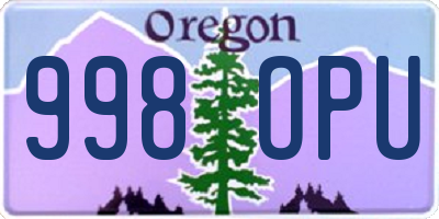 OR license plate 998OPU