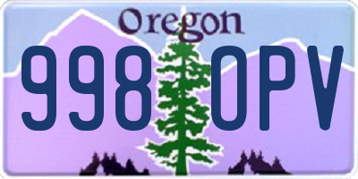 OR license plate 998OPV