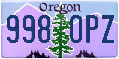 OR license plate 998OPZ