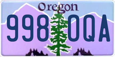 OR license plate 998OQA