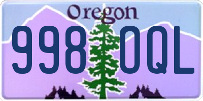 OR license plate 998OQL