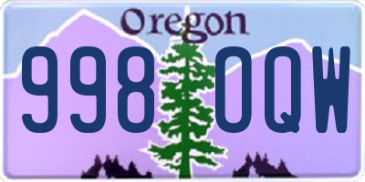OR license plate 998OQW