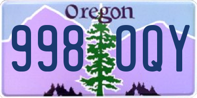 OR license plate 998OQY