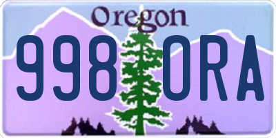 OR license plate 998ORA