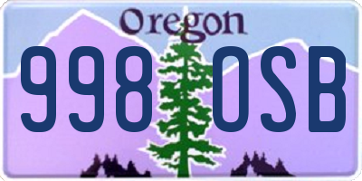 OR license plate 998OSB