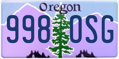 OR license plate 998OSG