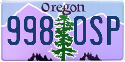 OR license plate 998OSP
